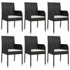 vidaXL 7 Piece Garden Dining Set with Cushions Black Poly Rattan