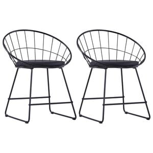 vidaXL Dining Chair | Set of 2 | Black | Powder-coated steel and faux leather