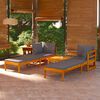 vidaXL 3 Piece Garden Lounge Set with Dark Grey Cushions Acacia Wood