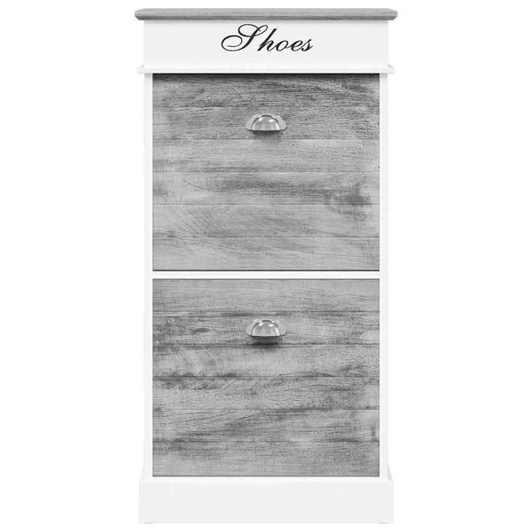 vidaXL Shoe Cabinet Grey 50x28x98 cm Paulownia Wood