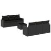 vidaXL 7 Piece Garden Sofa Set with Cushions Black Poly Rattan