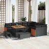 vidaXL Garden Sofa Set with Cushion 13 pcs Black Poly Rattan