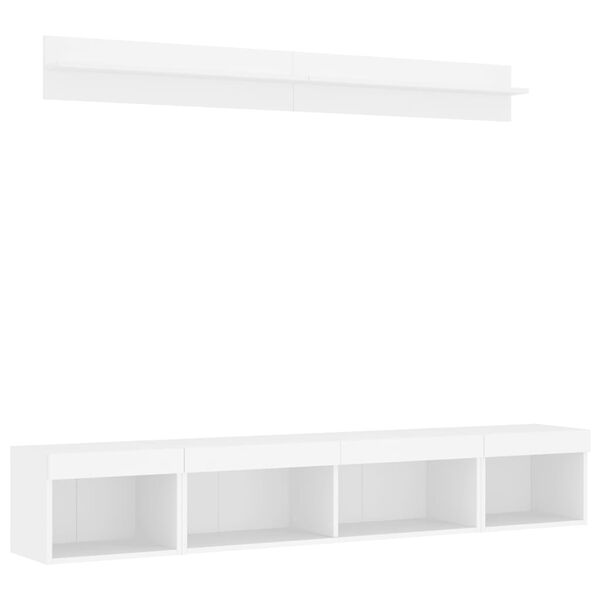 vidaXL 5 Piece TV Wall Units with LED White Engineered Wood
