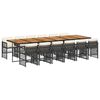 vidaXL 13 Piece Garden Dining Set with Cushions Black Poly Rattan