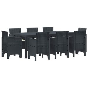vidaXL Garden Dining Set 9 pcs Anthracite Polypropylene