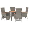 vidaXL 5 Piece Garden Dining Set with Cushions Grey Poly Rattan