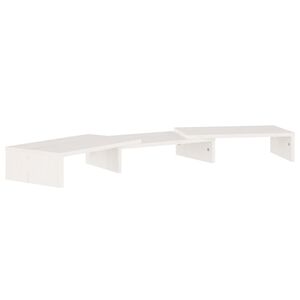 vidaXL Monitor Stand | White | Solid pine wood | Adjustable | Rotatable