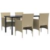 vidaXL 5 Piece Garden Dining Set with Cushions Beige and Black