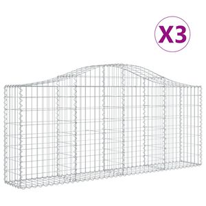 vidaXL Arched Gabion Baskets 3 pcs 200x30x80/100 cm Galvanised Iron