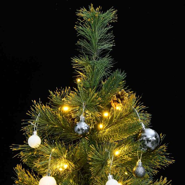 vidaXL Artificial Hinged Christmas Tree 150 LEDs & Ball Set 120 cm