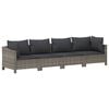 vidaXL 6 Piece Garden Lounge Set with Cushions Grey Poly Rattan