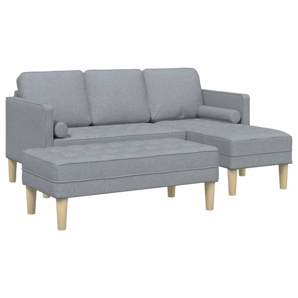 vidaXL Sofa Set with Cushion 2 pcs Light Grey Polyester