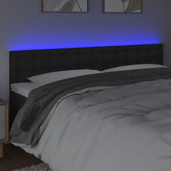 vidaXL LED Headboard Black 160 cm Faux Leather