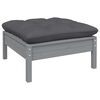 vidaXL 5 Piece Garden Lounge Set with Cushions Grey Pinewood