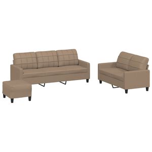 vidaXL 3 Piece Sofa Set with Cushions Cappuccino Faux Leather