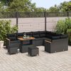 vidaXL Garden Sofa Set with Cushion 12 pcs Black Poly Rattan