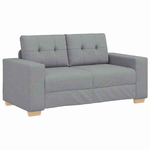 vidaXL 2 Piece Sofa Set with Cushions Light Grey Fabric