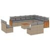 vidaXL 13 Piece Garden Sofa Set with Cushions Beige Poly Rattan