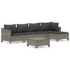 vidaXL 6 Piece Garden Lounge Set with Cushions Grey Poly Rattan