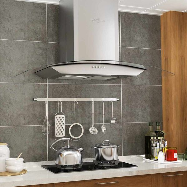 vidaXL Wall Mounted Range Hood 90 cm Stainless Steel 756 m&sup3;/h LED