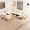 vidaXL 10 Piece Garden Lounge Set&Cushions Honey Brown Solid Pinewood