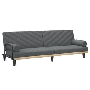 vidaXL Sofa Bed with Armrests Dark Grey Fabric