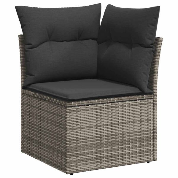 vidaXL 8 Piece Garden Sofa Set with Cushions Grey Poly Rattan
