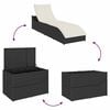 vidaXL Folding Sun Lounger with Cushion and Storage Black Poly Rattan