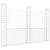 vidaXL U-shape Gabion Basket with 3 Posts Iron 260x20x200 cm