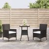 vidaXL 3 Piece Garden Bistro Set with Cushions Black Poly Rattan