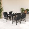 vidaXL 5 Piece Garden Dining Set with Cushions Black Poly Rattan
