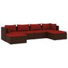 vidaXL 6 Piece Garden Lounge Set with Cushions Poly Rattan Brown
