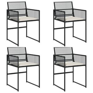 vidaXL Garden Chairs with Cushions 4 pcs Black Poly Rattan