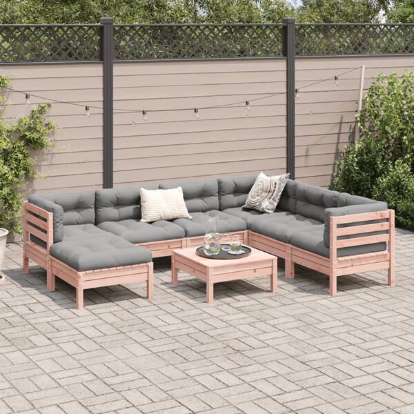 vidaXL 8 Piece Garden Sofa Set with Cushions Solid Wood Douglas Fir