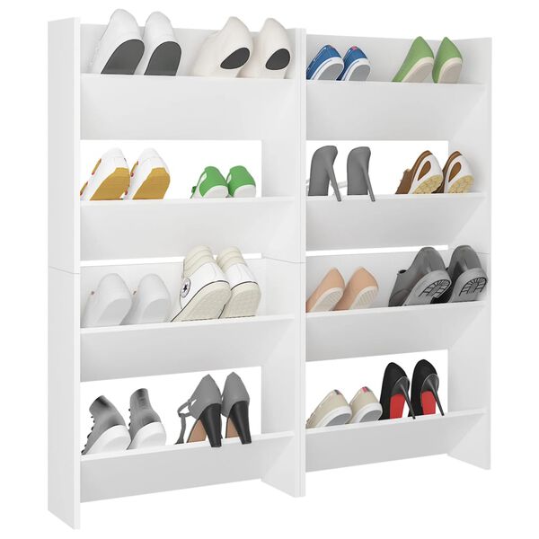 vidaXL Wall Shoe Cabinets 4 pcs White 60x18x60 cm Engineered Wood