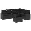 vidaXL 7 Piece Garden Sofa Set with Cushions Black Poly Rattan