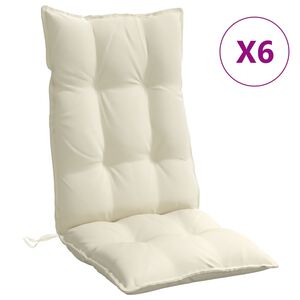 vidaXL Highback Chair Cushions 6 pcs Cream Oxford Fabric