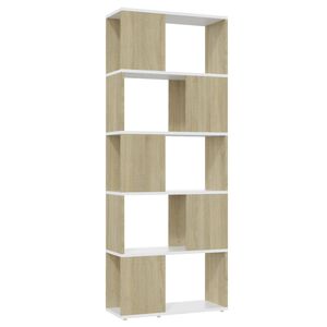 vidaXL Book Cabinet Room Divider White&Sonoma Oak 60x24x155 cm