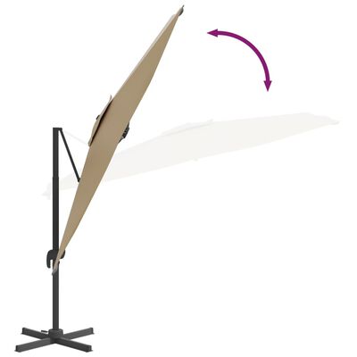 vidaXL Cantilever Umbrella with Aluminium Pole Taupe 400x300 cm