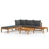 vidaXL 3 Piece Garden Lounge Set with Dark Grey Cushions Acacia Wood