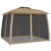 vidaXL Gazebo with Double Roof and Mesh Walls Taupe 2.93x2.93 m Steel