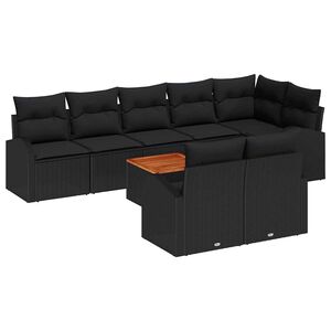 vidaXL Garden Sofa Set with Cushion 9 pcs Black Poly Rattan