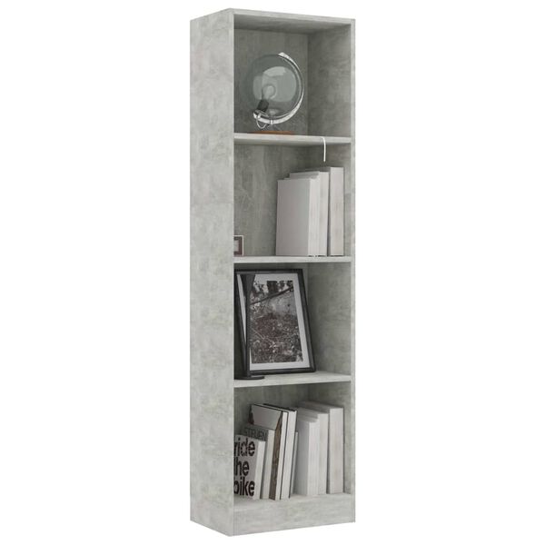 vidaXL 4-Tier Book Cabinet Concrete Grey 40x24x142 cm Engineered Wood