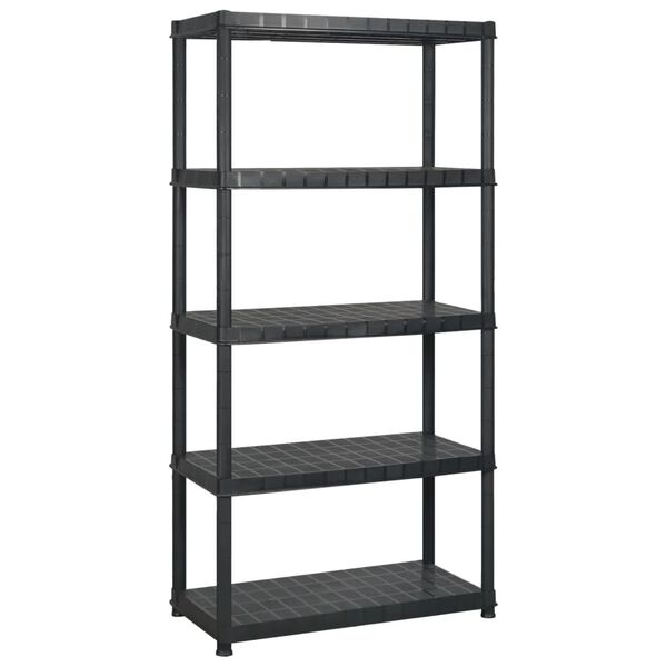 vidaXL Storage Shelf 5-Tier Black 255x40x185 cm Plastic