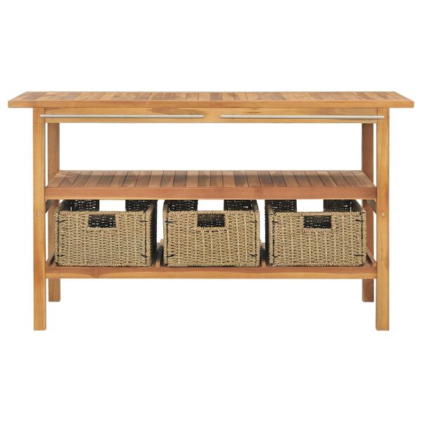 vidaXL Bathroom Vanity Cabinet with 3 Baskets Solid Wood Teak 132x45x75 cm