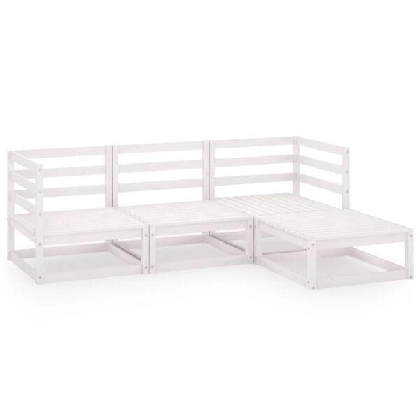 vidaXL 4 Piece Garden Lounge Set White Solid Wood Pine