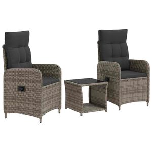vidaXL Garden Lounge Set 3 pcs Grey and Dark Grey