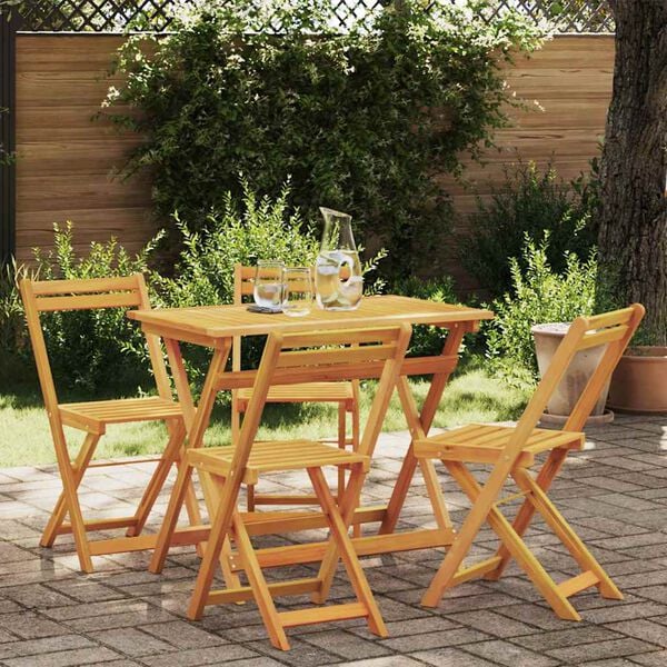vidaXL Bistro Set Folding 5 pcs Oil Natural Solid Acacia Wood