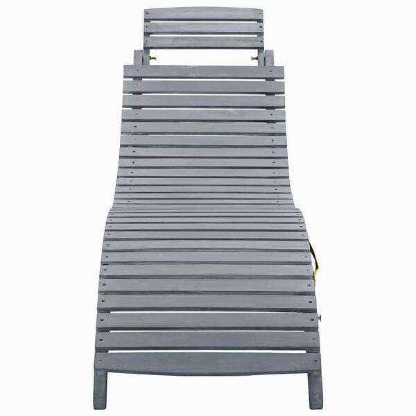 vidaXL Sun Lounger with Cushion Grey Solid Acacia Wood