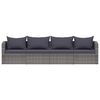 vidaXL 4 Piece Garden Sofa Set with Cushions Grey Poly Rattan